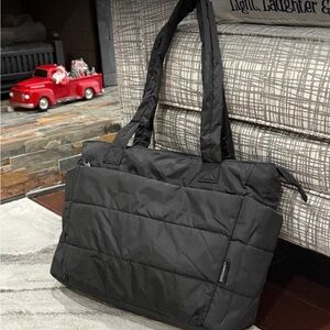 Elegant Black Quilted Tote Bag
